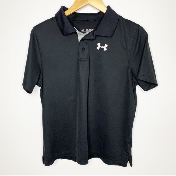 Under Armour Other - UNDER ARMOUR Boys Heat Gear Black Polo Golf Shirt